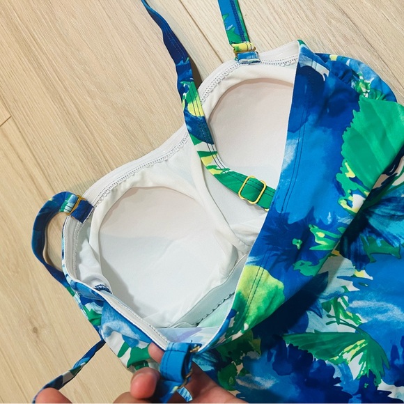 NWOT Tropical Floral Beautiful Blue Swimwear Set - Tankini and Bottoms Beach - Picture 7 of 10